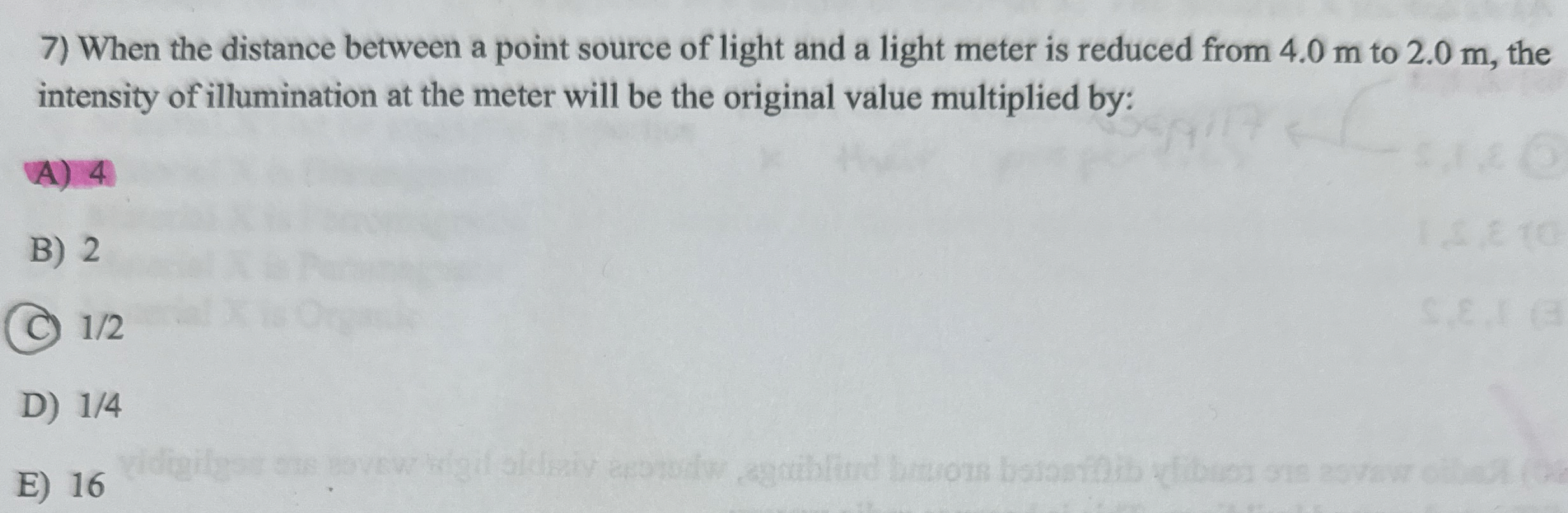 When the distance between a point source of light