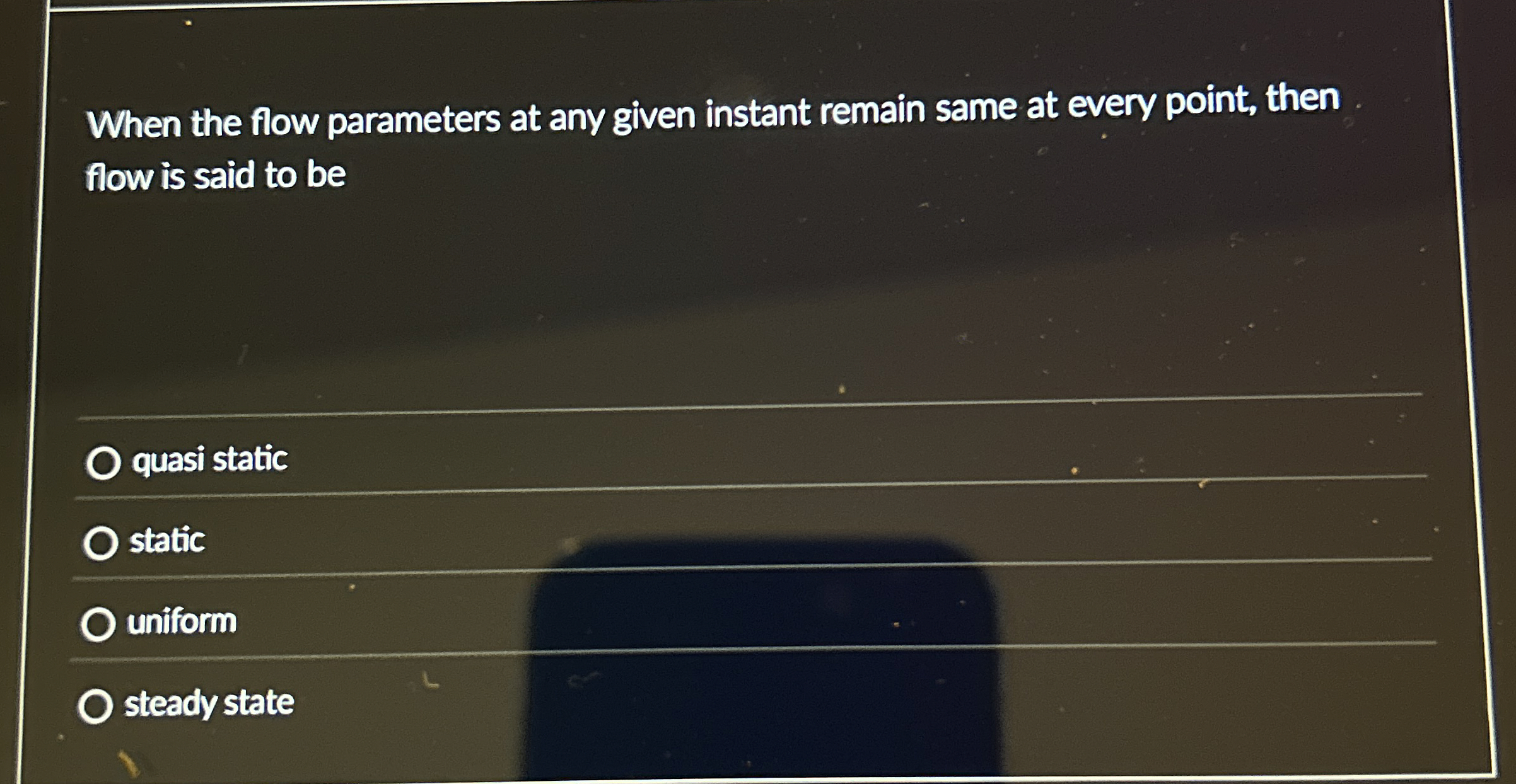When the flow parameters at any given instant