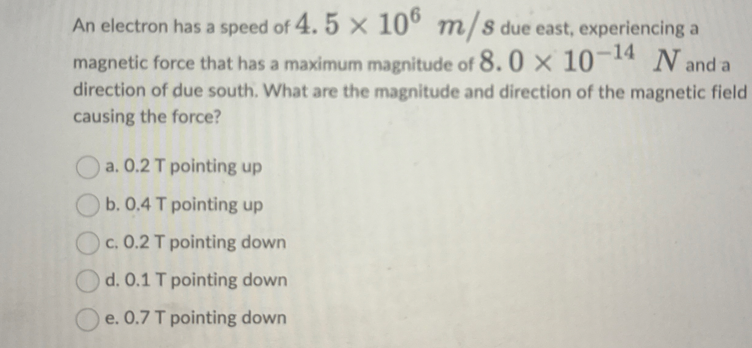 An electron has a speed of 4 . 5 1 0 6 m s due