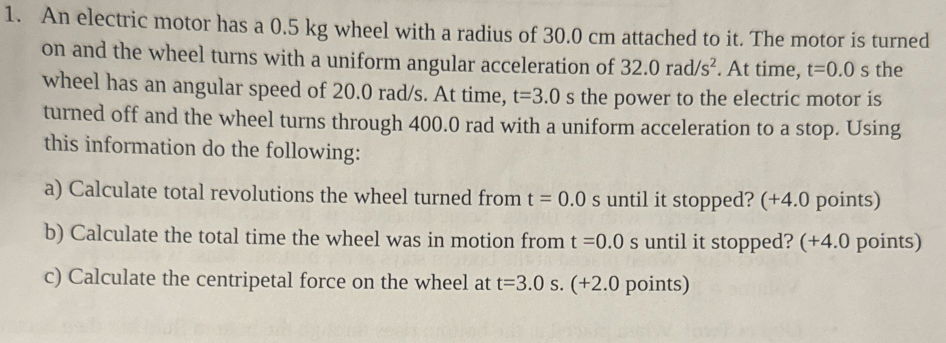 An electric motor has a 0 . 5 kg wheel with a
