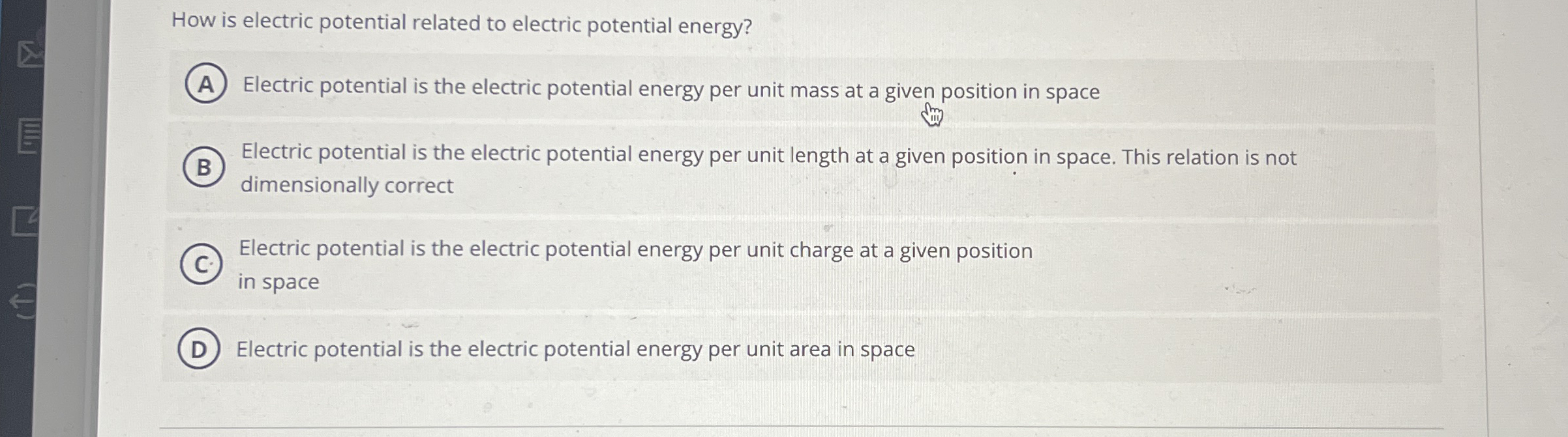 How is electric potential related to electric
