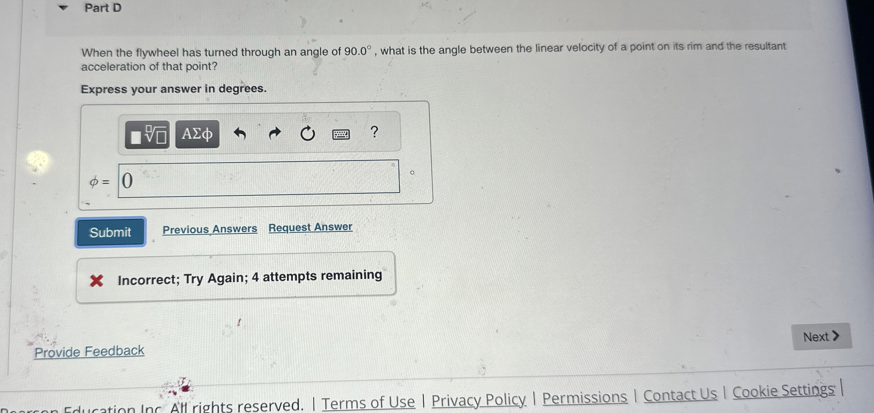 Part D When the flywheel has turned through an