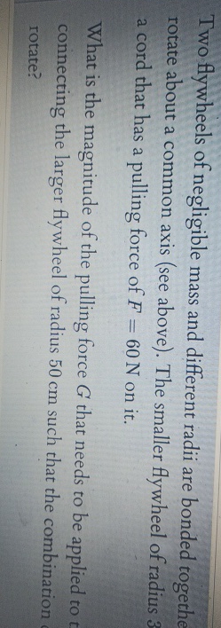 Two flywheels of negligible mass and different