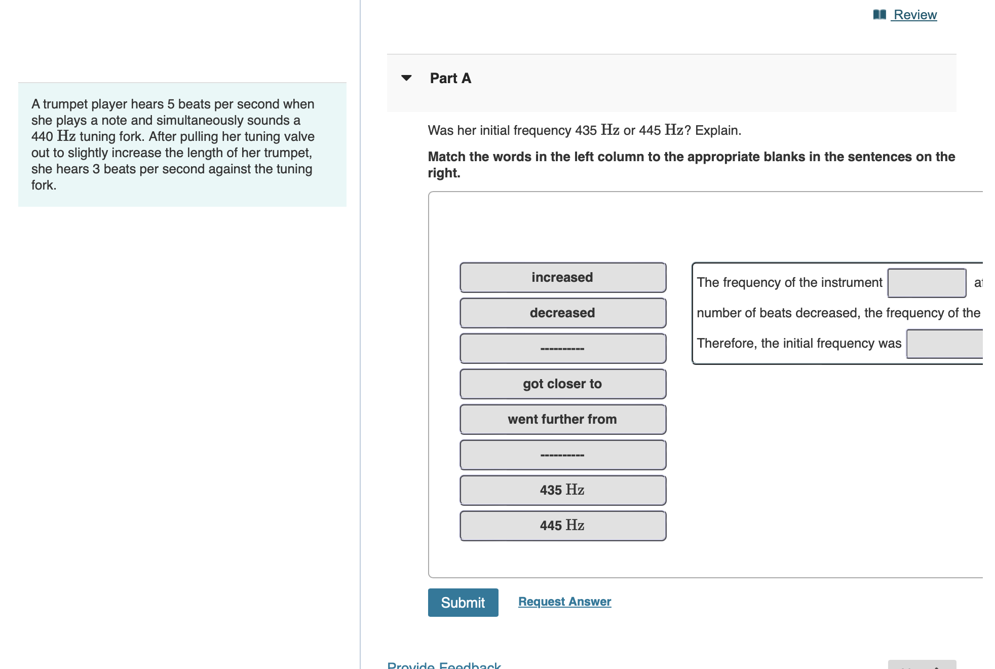 A trumpet player hears 5 beats per second when
