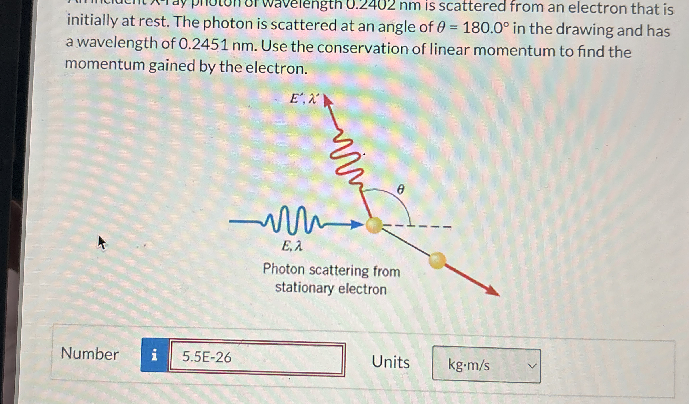 initially at rest. The photon is scattered at an