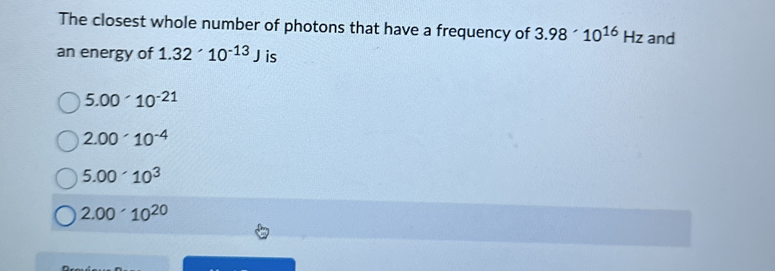 The closest whole number of photons that have a