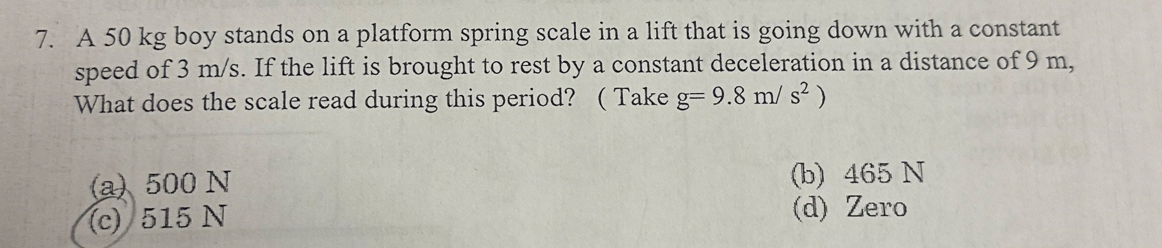 A 5 0 kg boy stands on a platform spring scale in