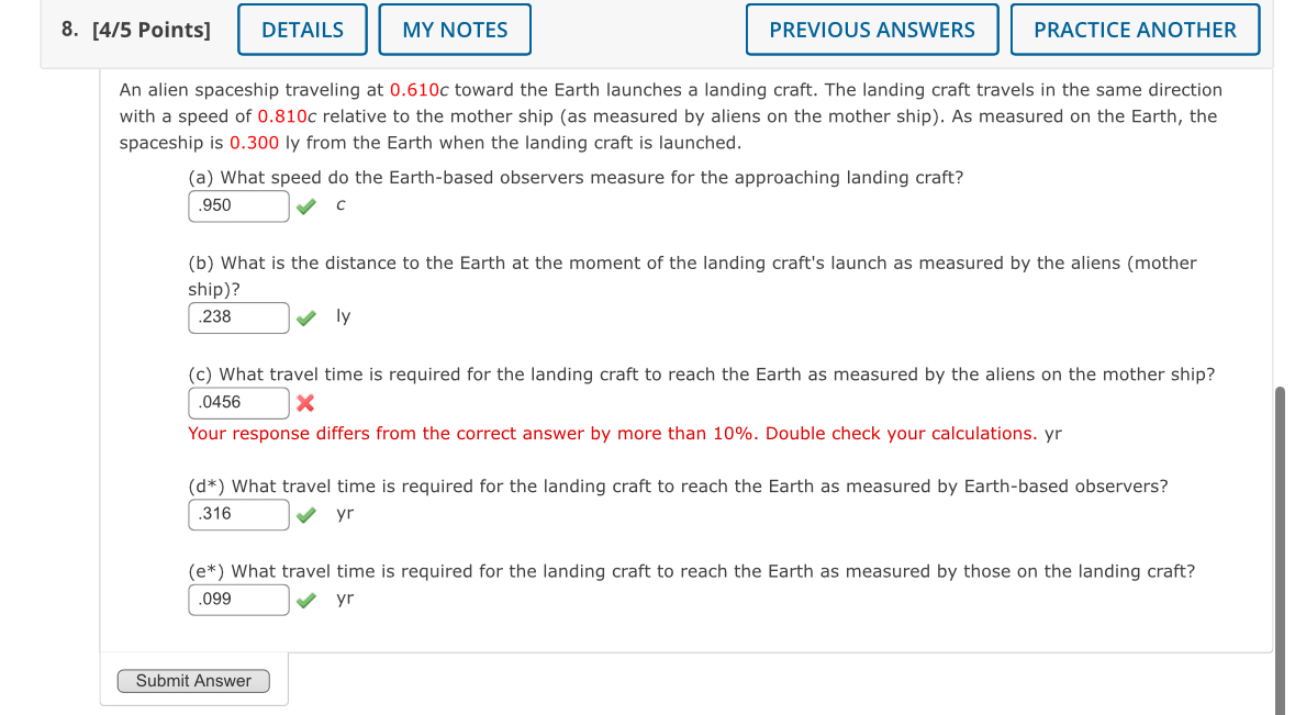 [ 4 / 5 Points ] An alien spaceship traveling at