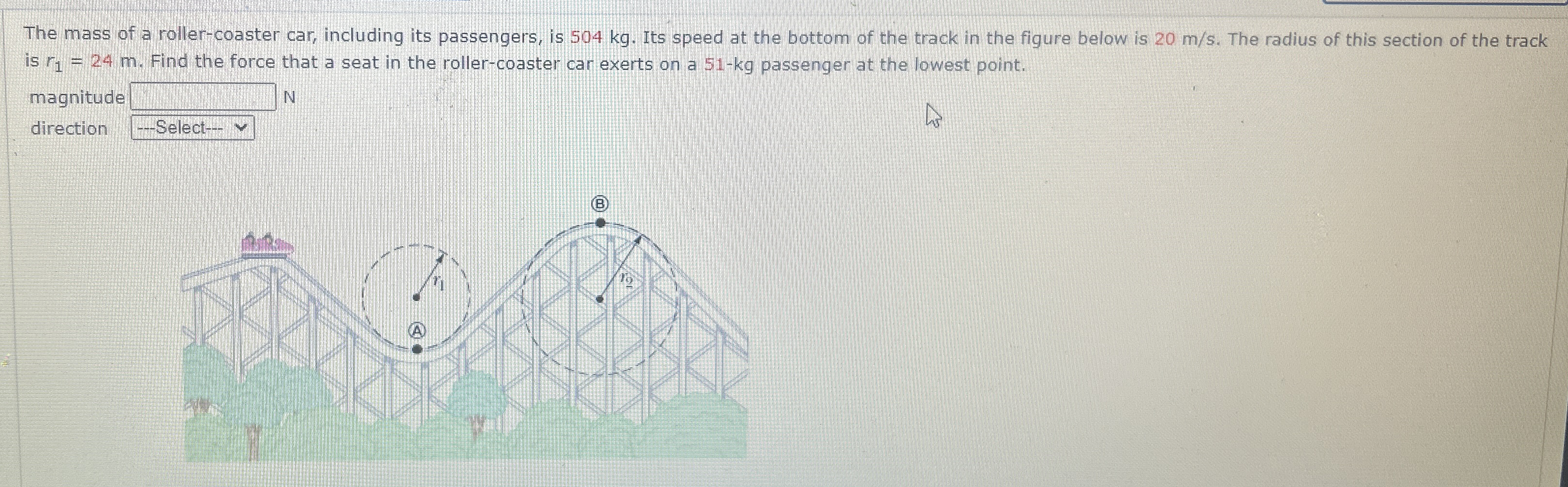 The mass of a roller - coaster car, including its