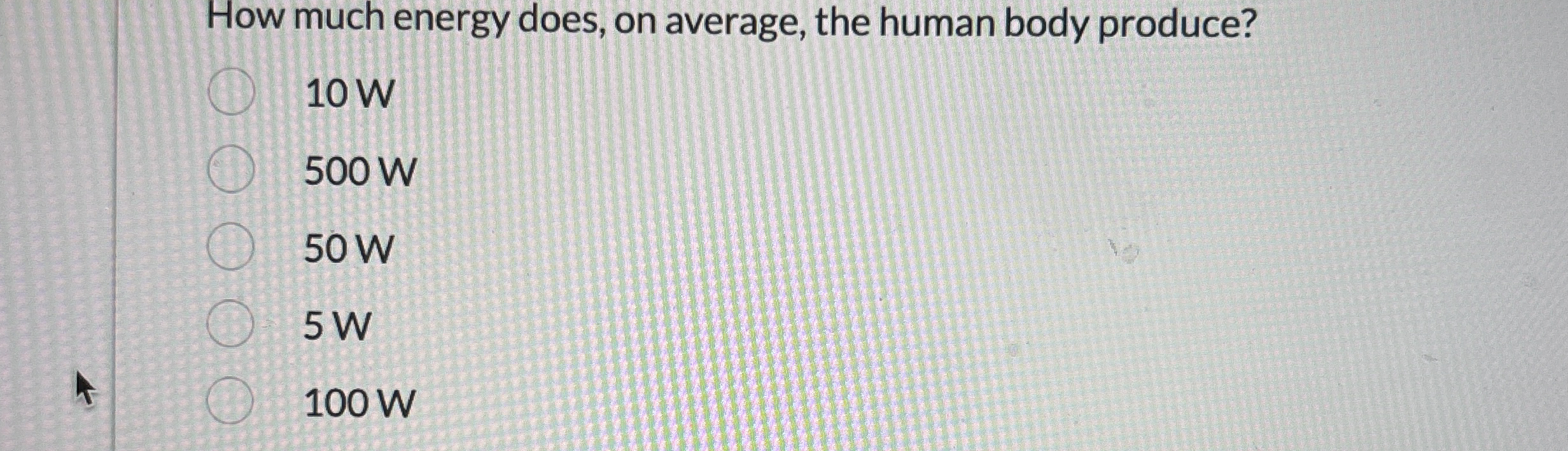 How much energy does, on average, the human body