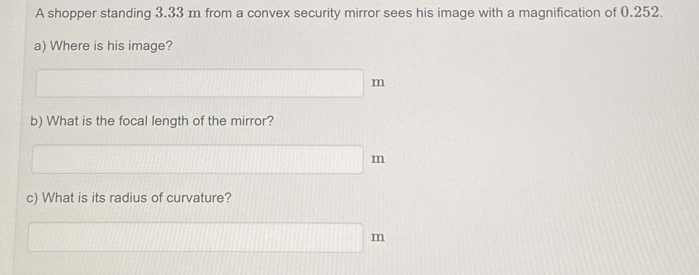 A shopper standing 3 . 3 3 m from a convex