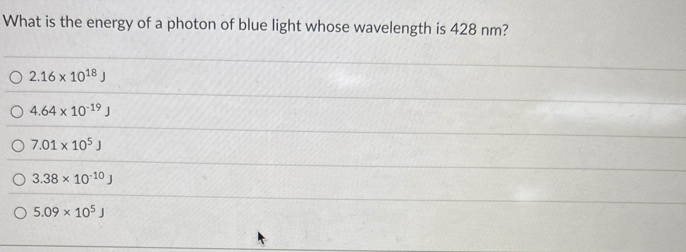 What is the energy of a photon of blue light