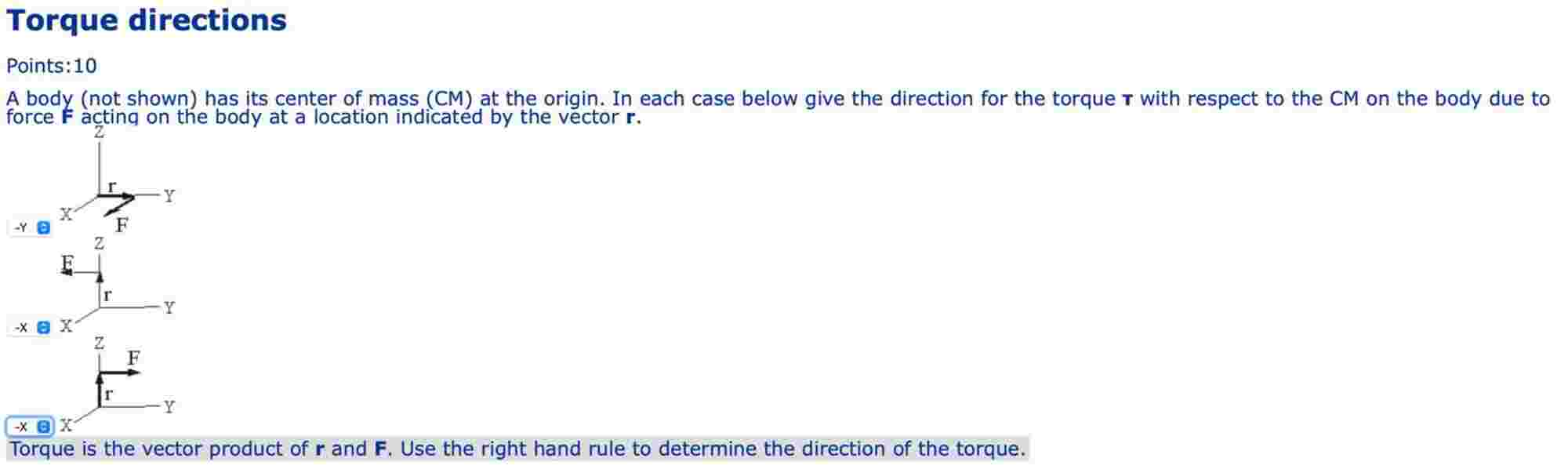 Torque directions A body ( not shown ) has its