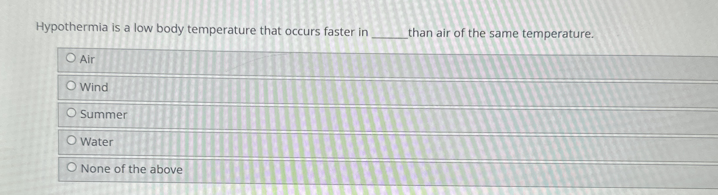 Hypothermia is a low body temperature that occurs
