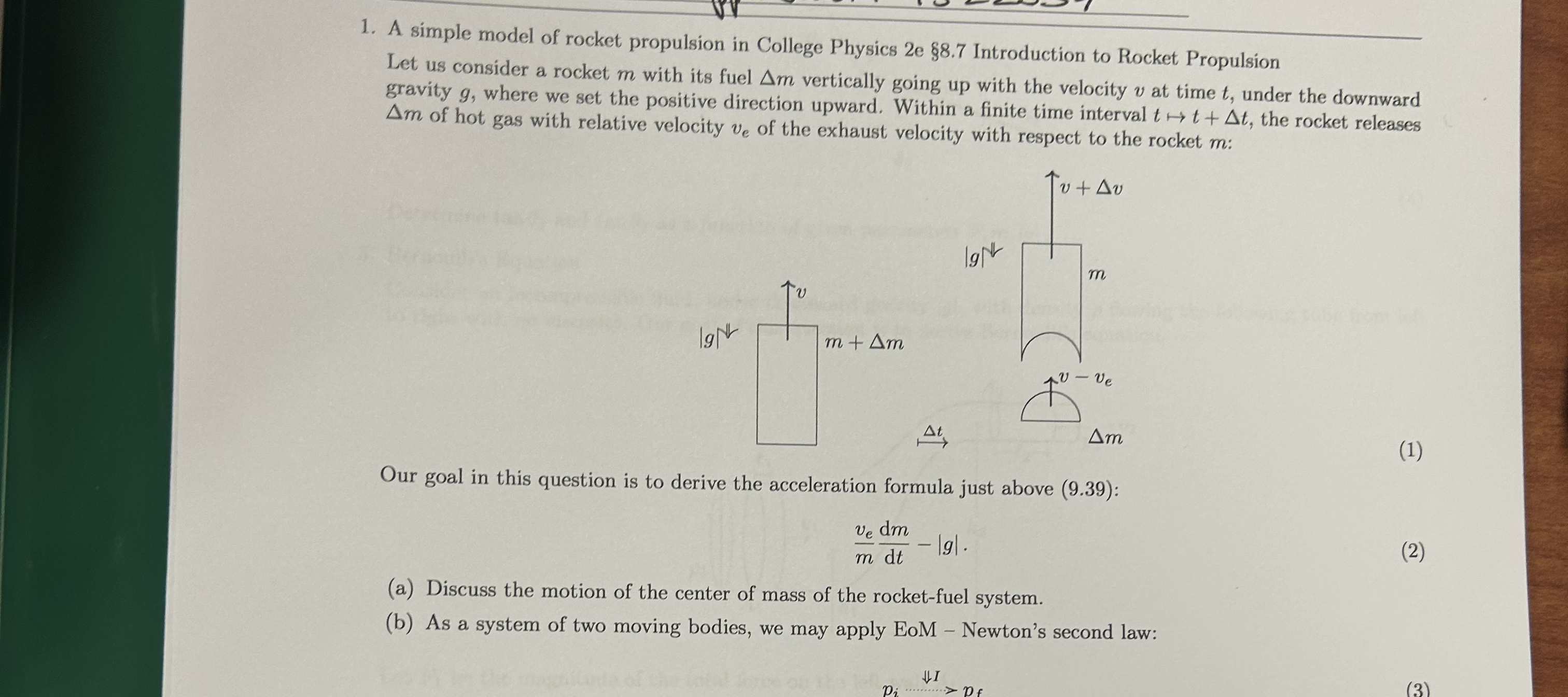 A simple model of rocket propulsion in College