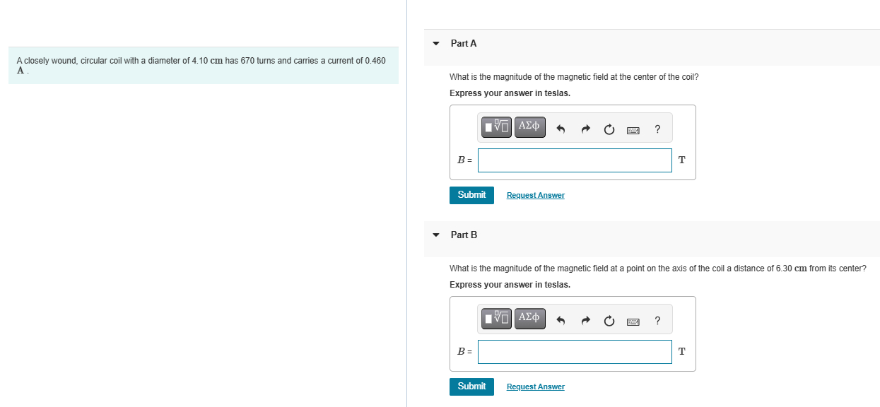 A closely wound, circular coil with a diameter of
