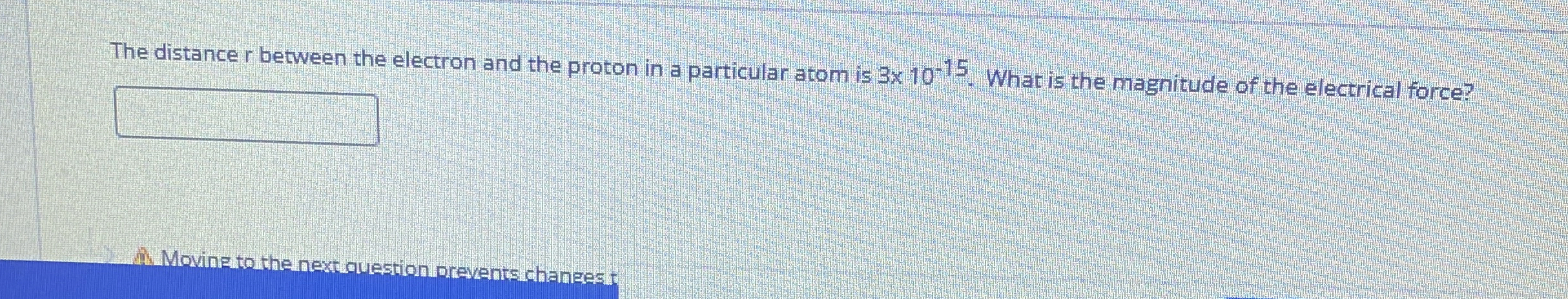 The distance r between the electron and the