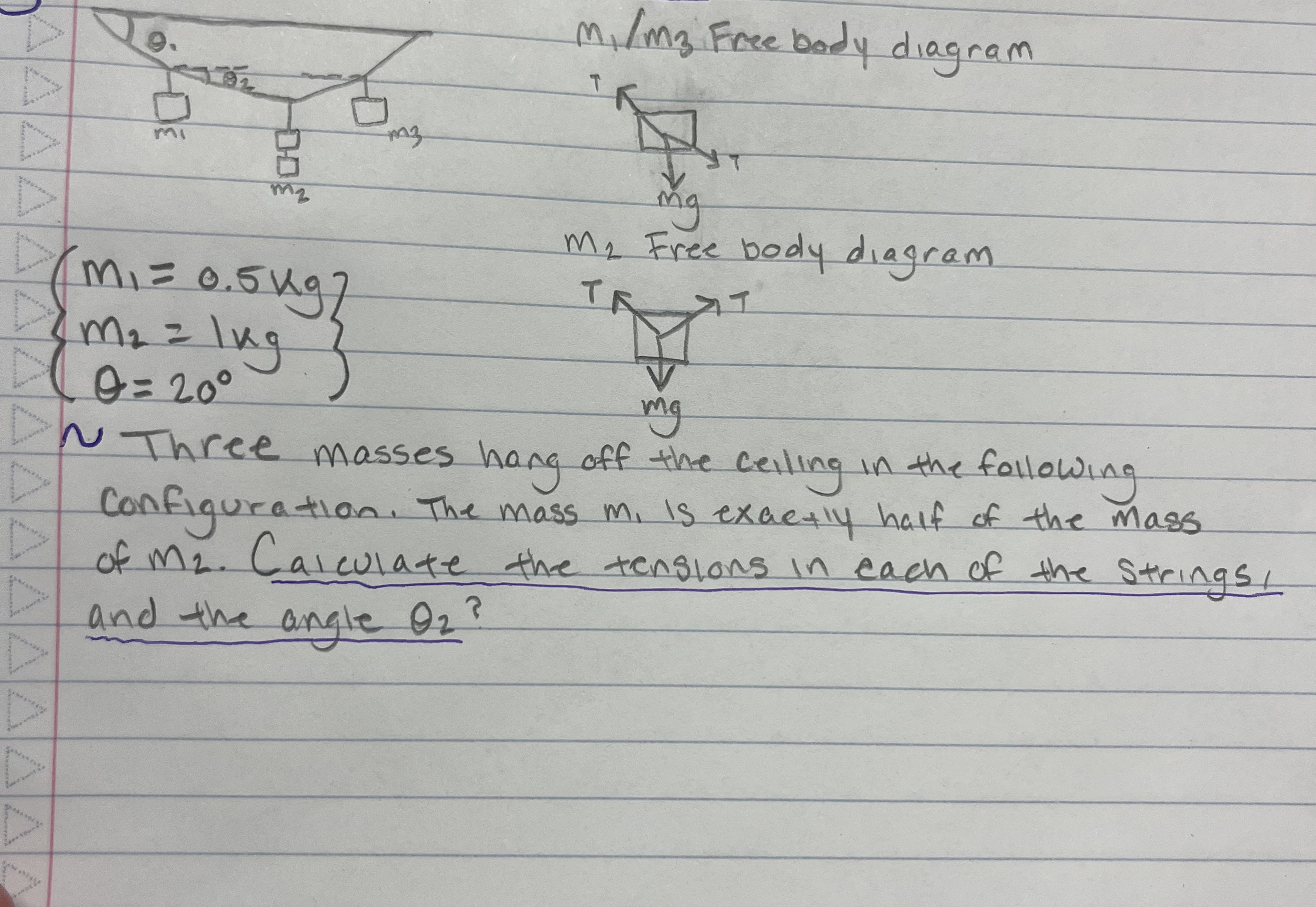 { [ m 1 = 0 . 5 k g ] , [ m 2 = 1 k g ] , [ = 2 0