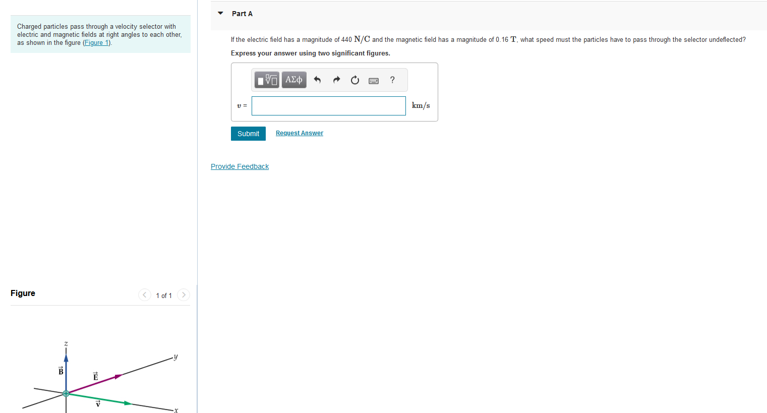 If the electric field has a magnitude of \ ( 4 4