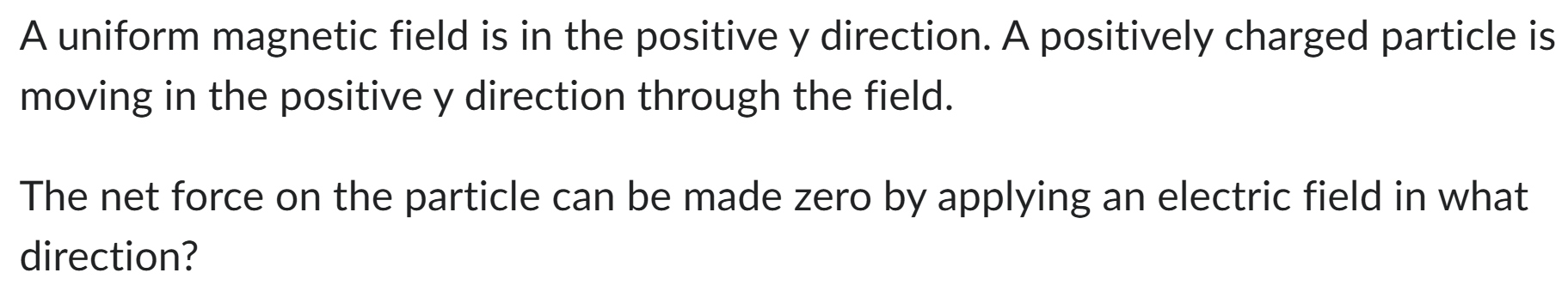 A uniform magnetic field is in the positive y )