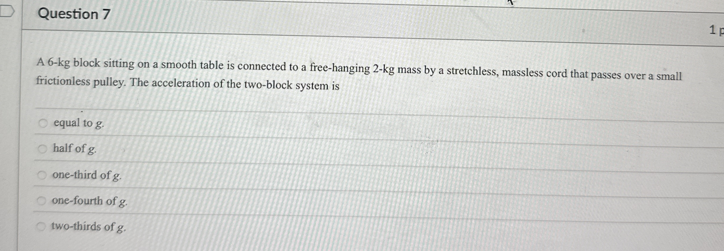 Question 7 A 6 - kg block sitting on a smooth