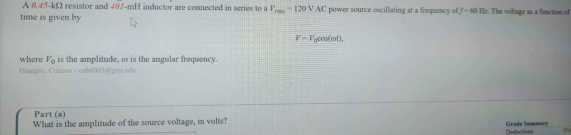 A 0 . 4 5 - k resistor and 4 0 1 - m H inductor