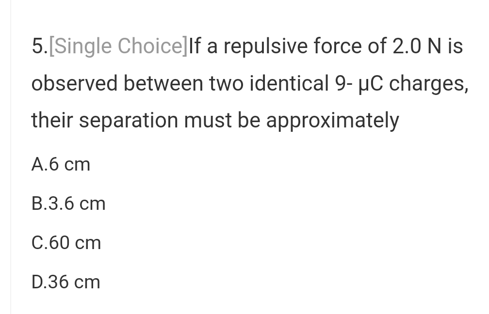 5 . [ Single Choice ] If a repulsive force of 2 .