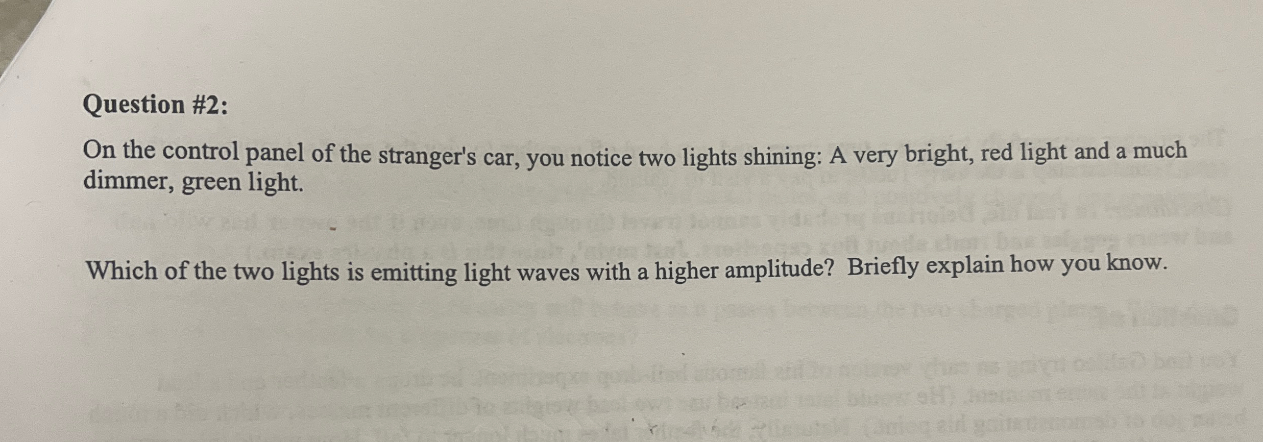 Question # 2 : On the control panel of the