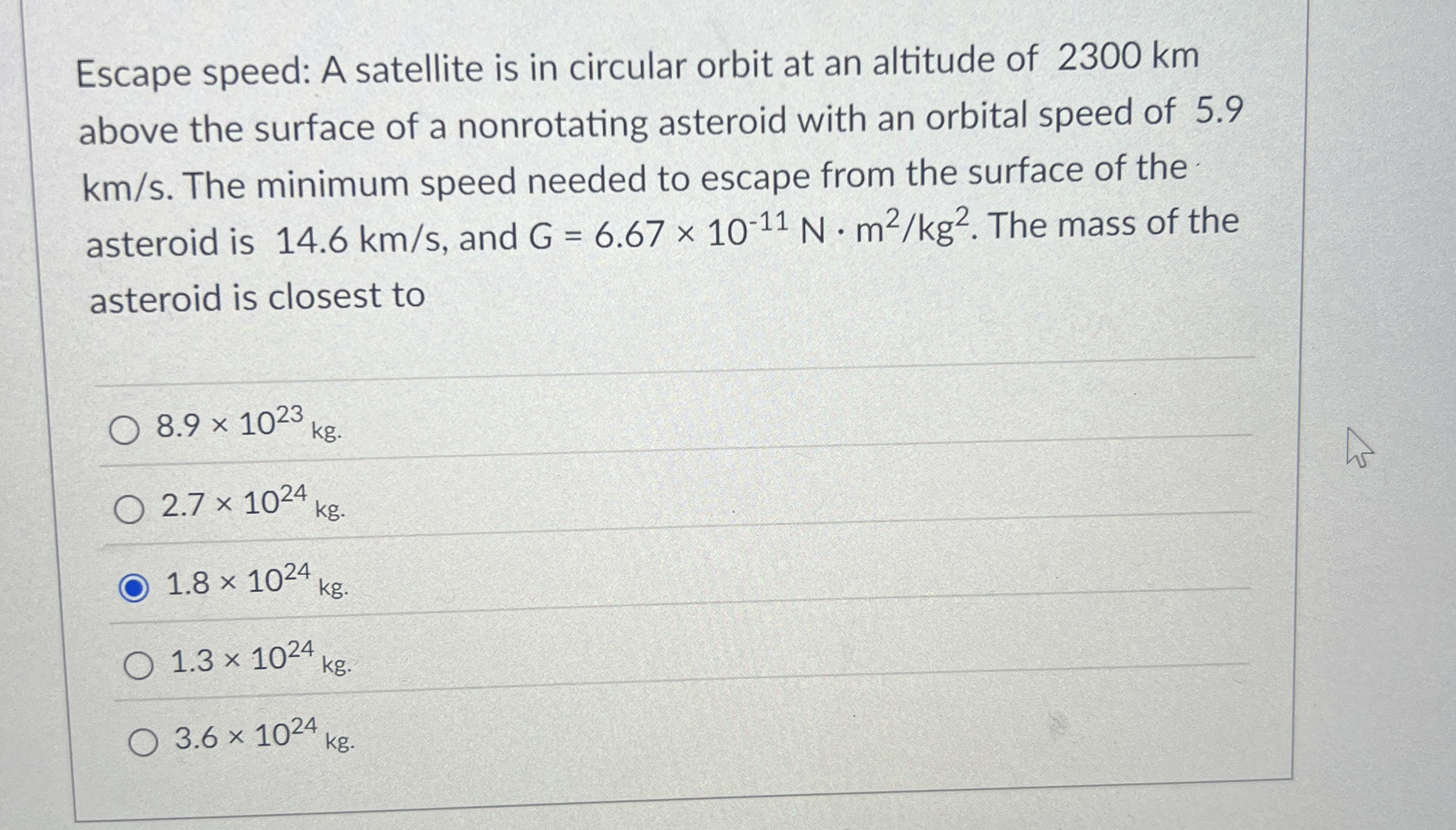 Escape speed: A satellite is in circular orbit at