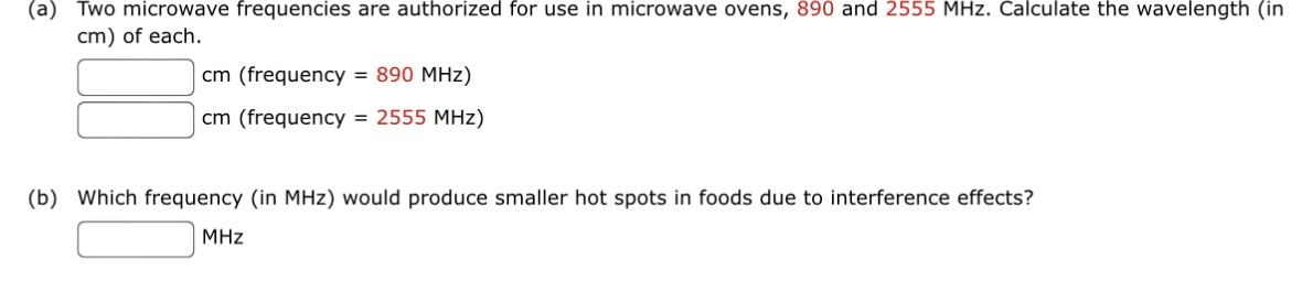 ( a ) Two microwave frequencies are authorized