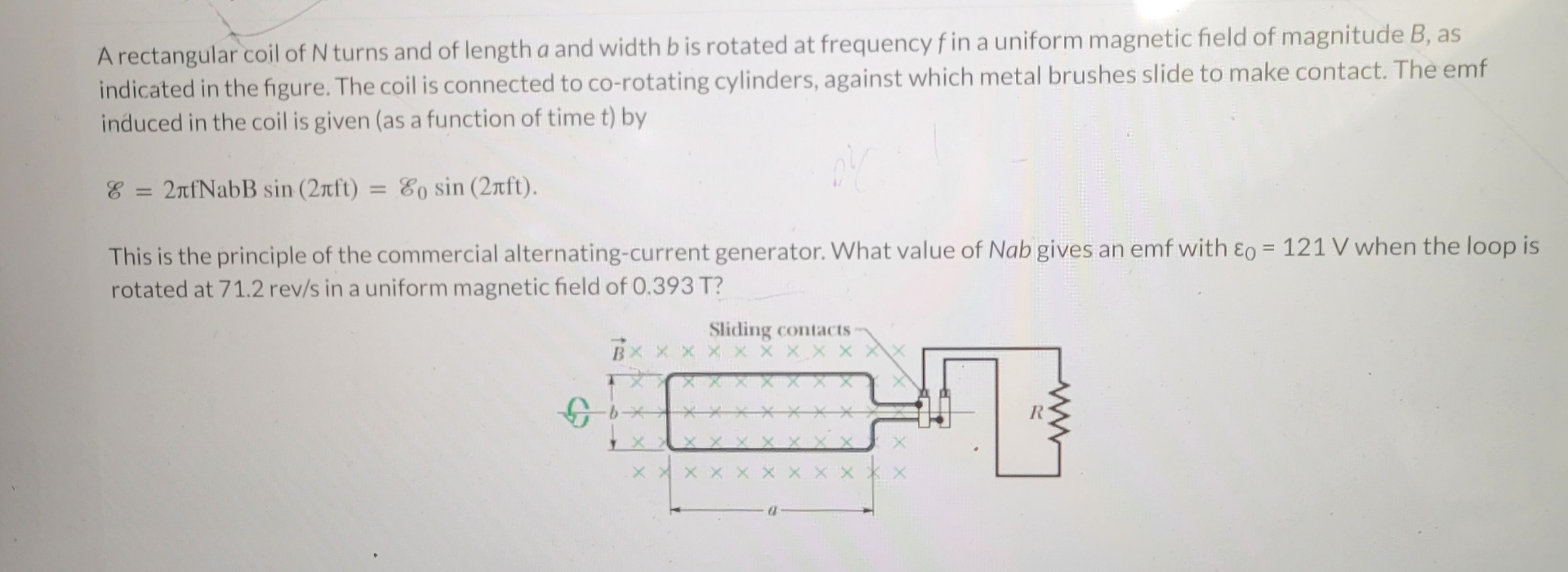 A rectangular coil of N turns and of length a and