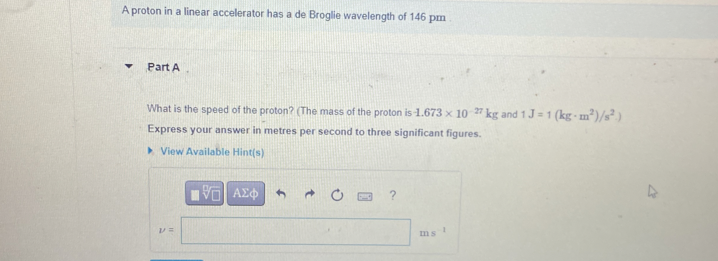 A proton in a linear accelerator has a de Broglie