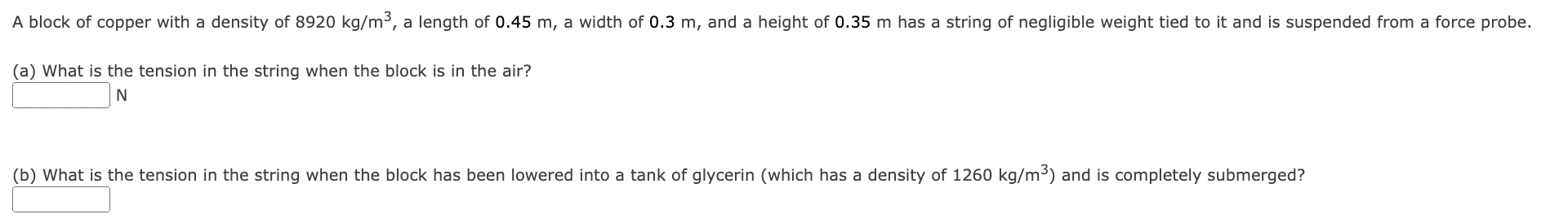 A plasA block of copper with a density of 8 9 2 0