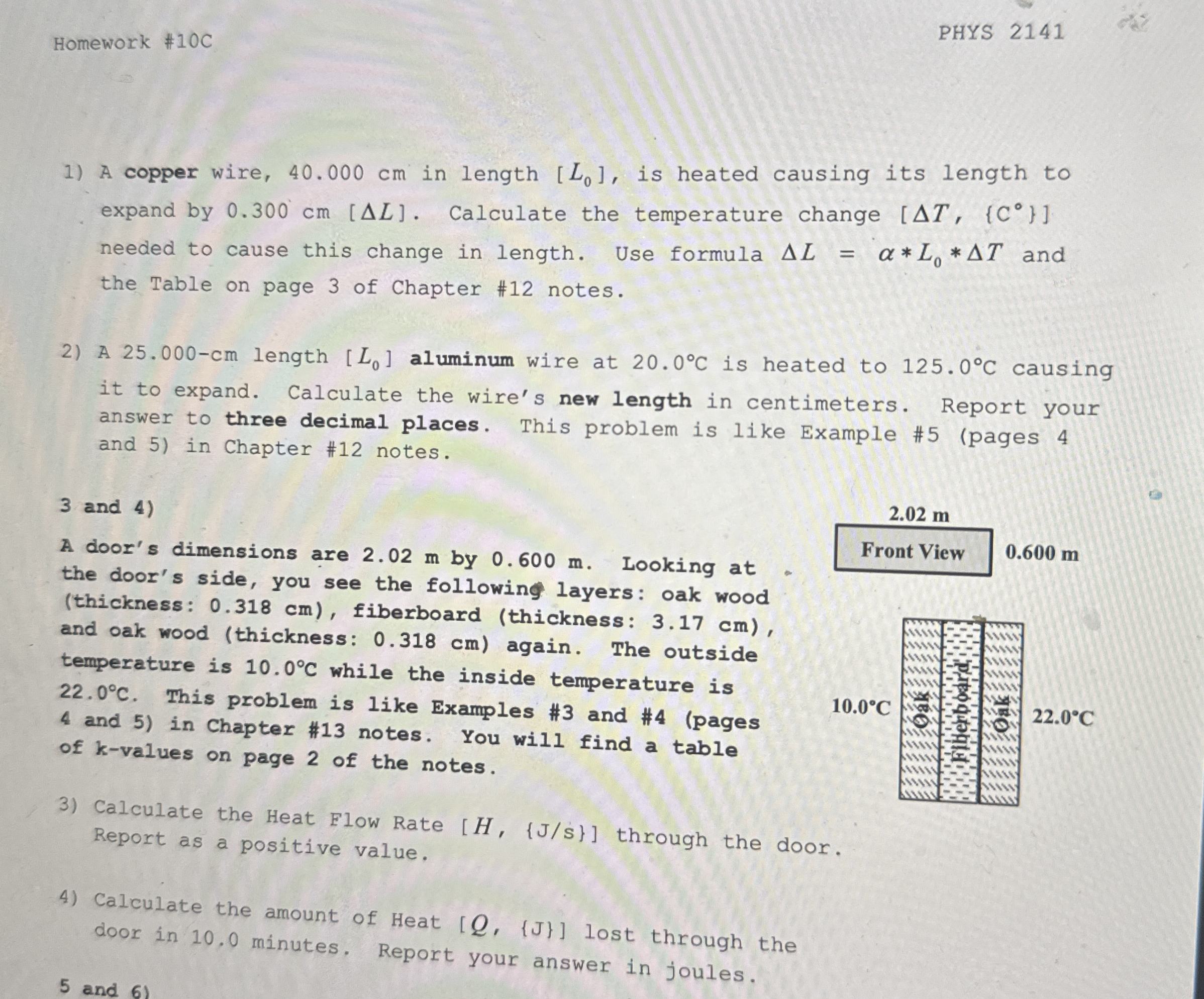 Homework # 1 0 C PHYS 2 1 4 1 A copper wire, 4 0