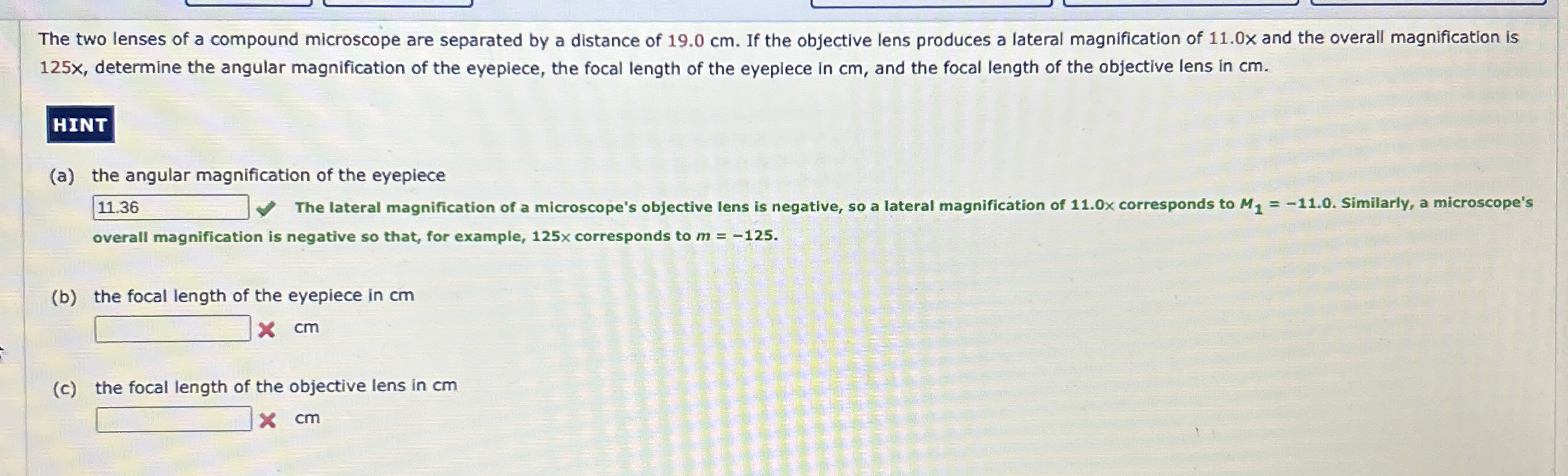 The two lenses of a compound microscope are