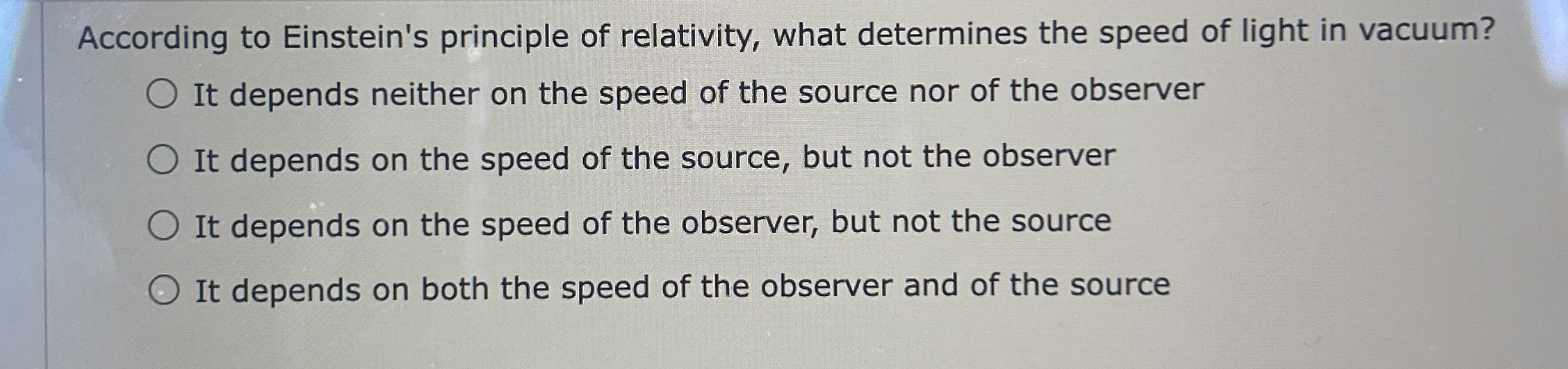 According to Einstein's principle of relativity,