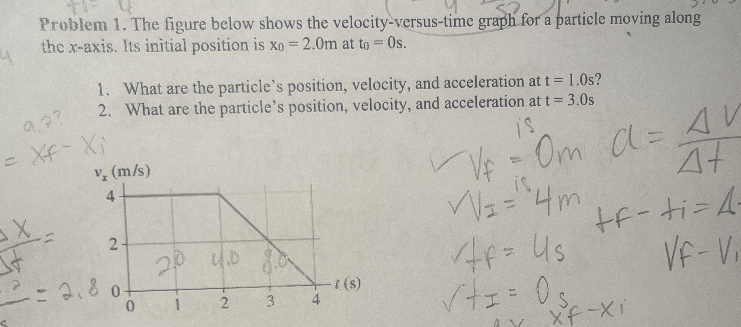 Problem 1 . The figure below shows the velocity -