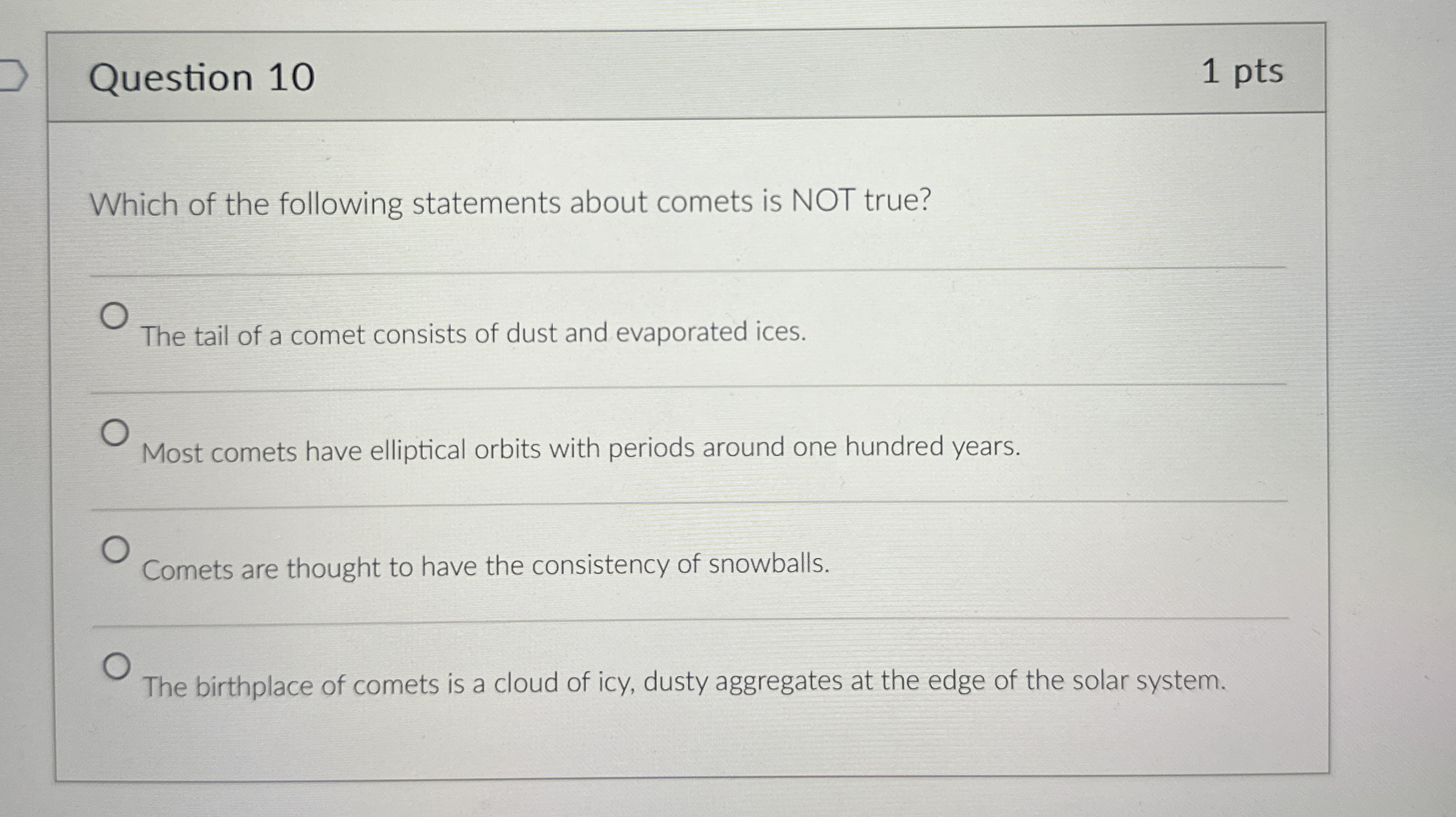 Question 1 0 1 pts Which of the following