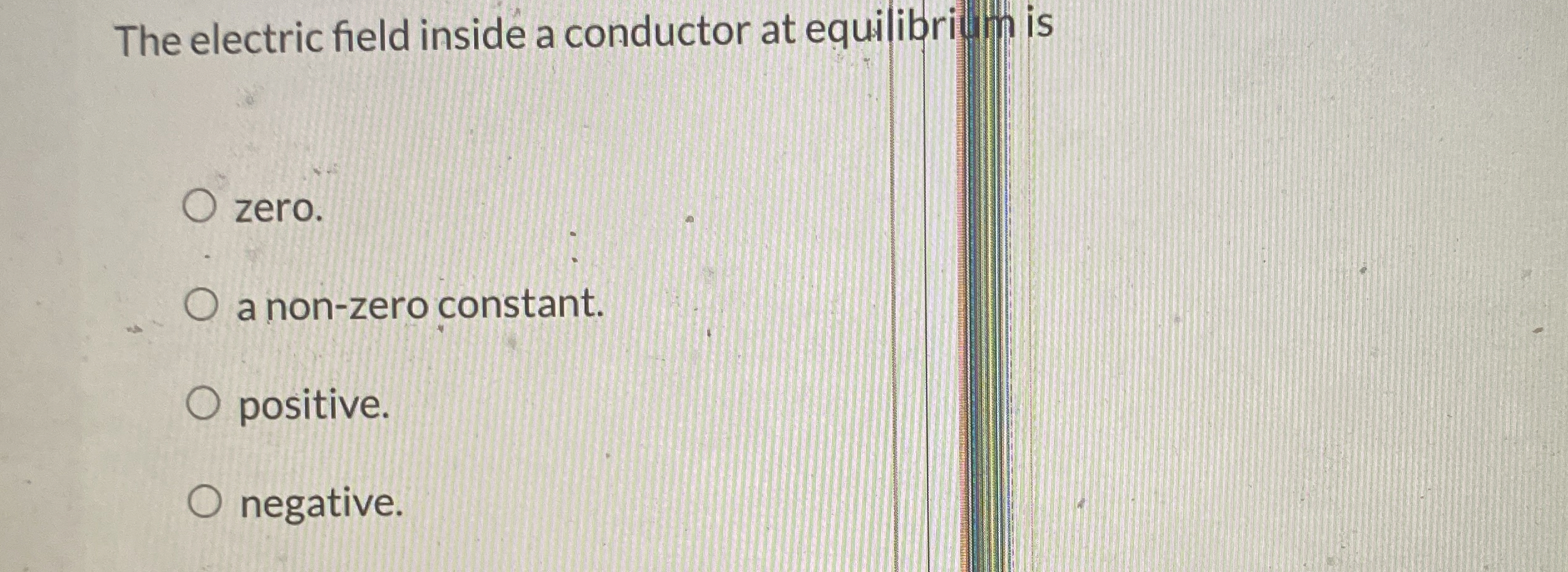 The electric field inside a conductor at