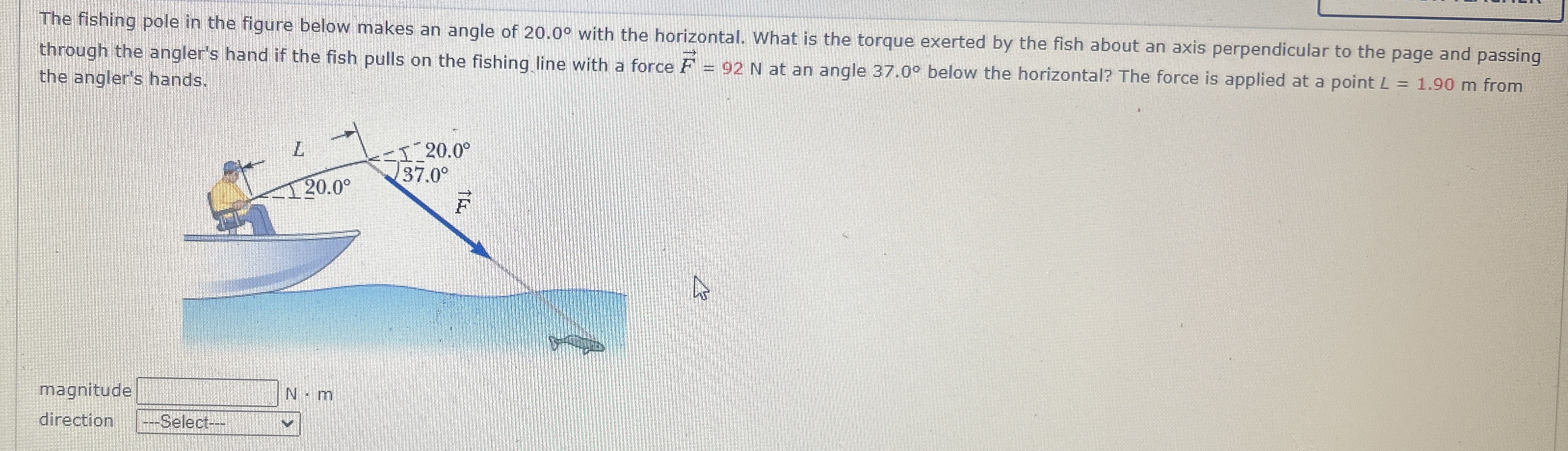 The fishing pole in the figure below makes an