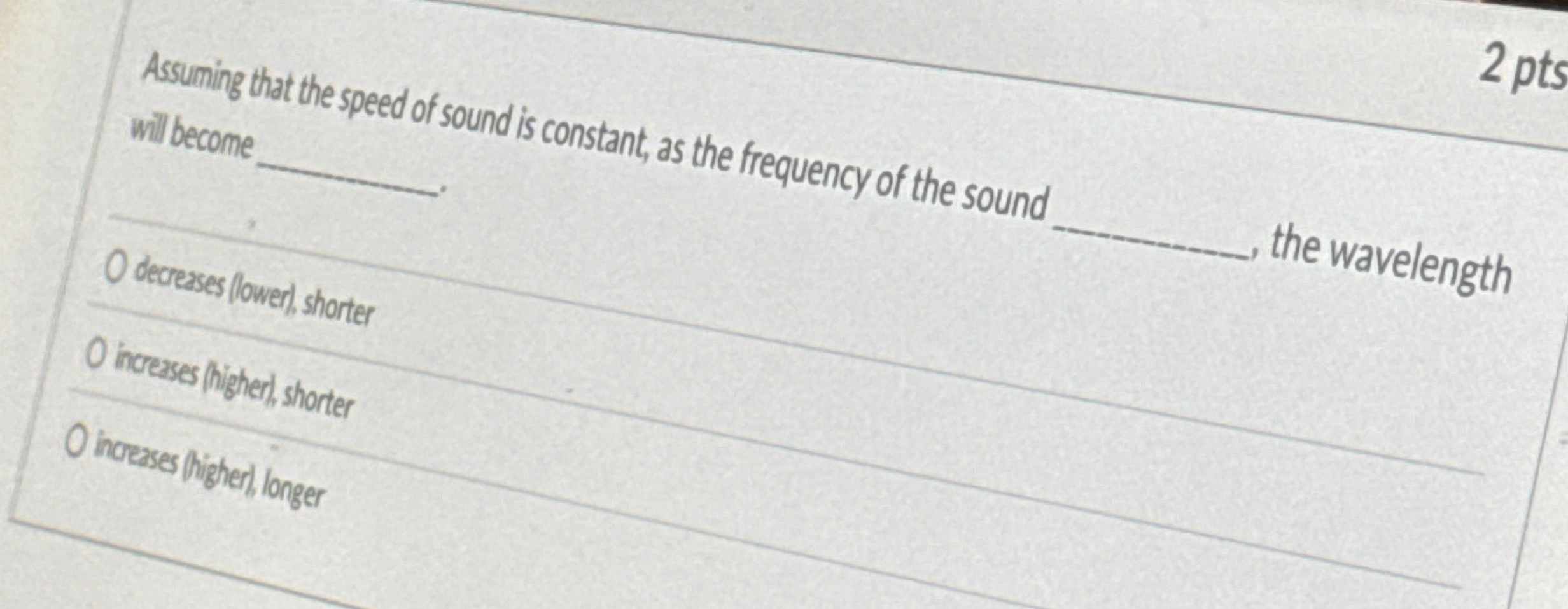 2 pts Assuming that the speed of sound is