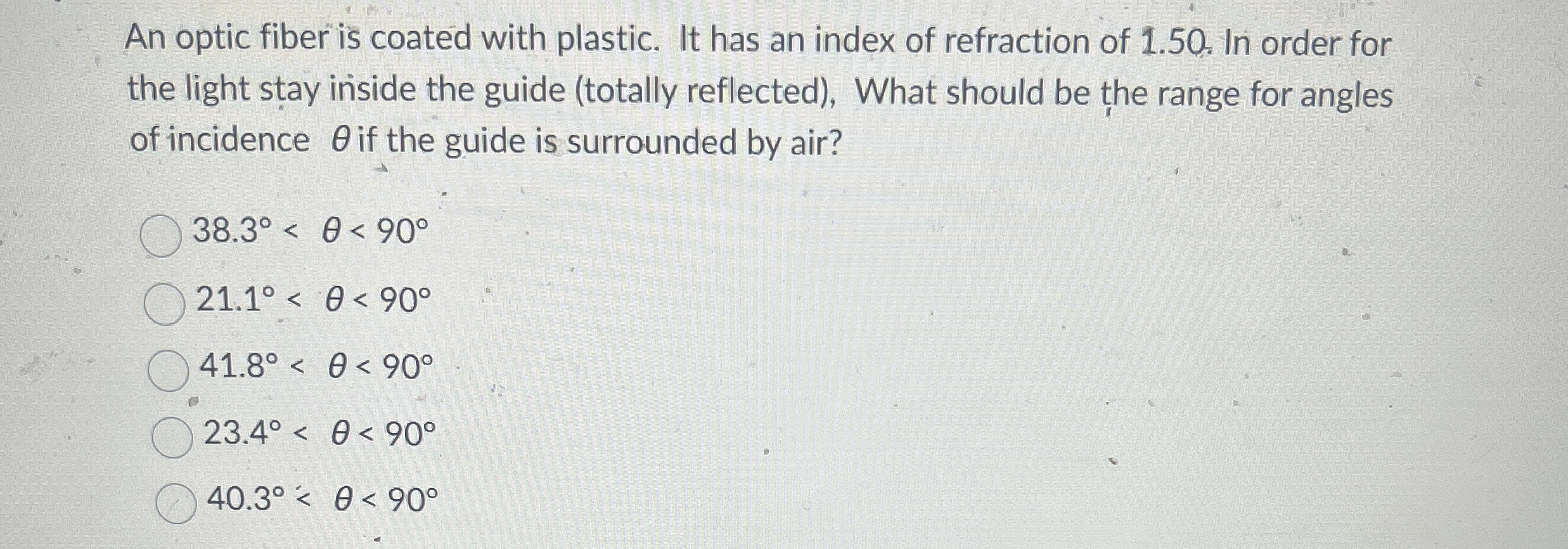 An optic fiber is coated with plastic. It has an