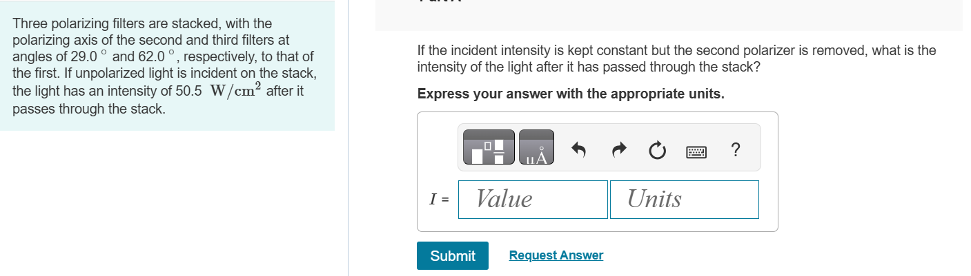 Three polarizing filters are stacked, with the