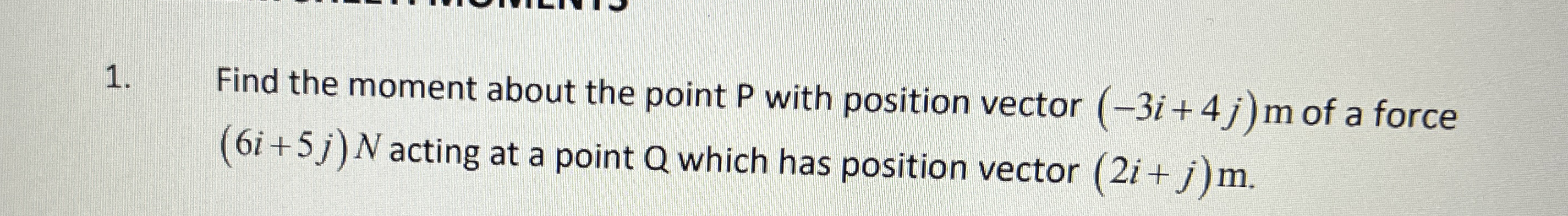 Find the moment about the point P with position