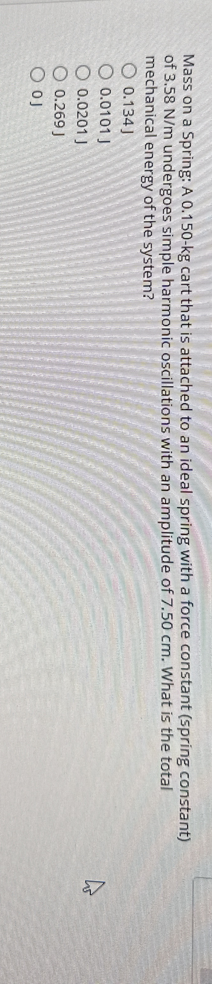 Mass on a Spring: A 0 . 1 5 0 - kg cart that is