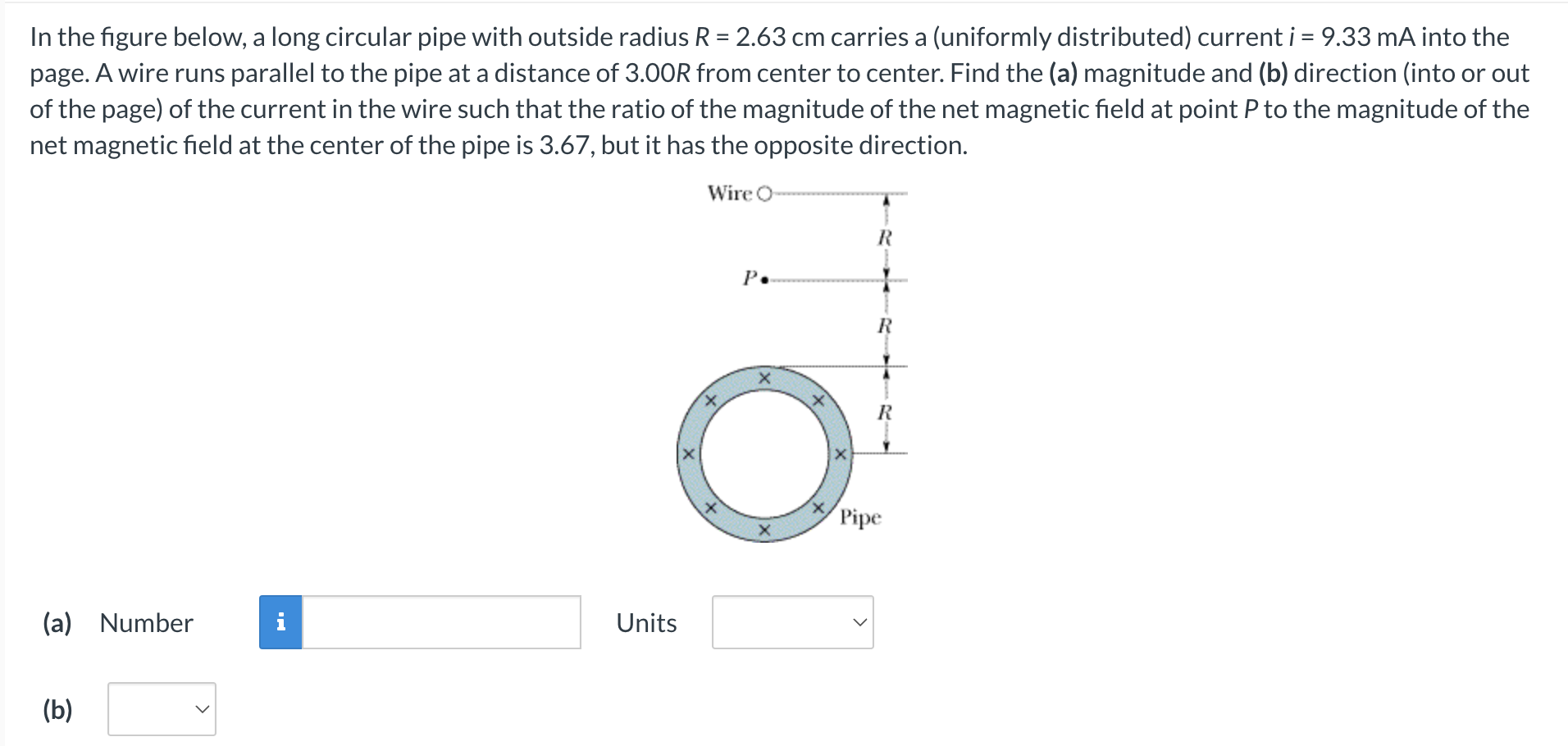 In the figure below, a long circular pipe with