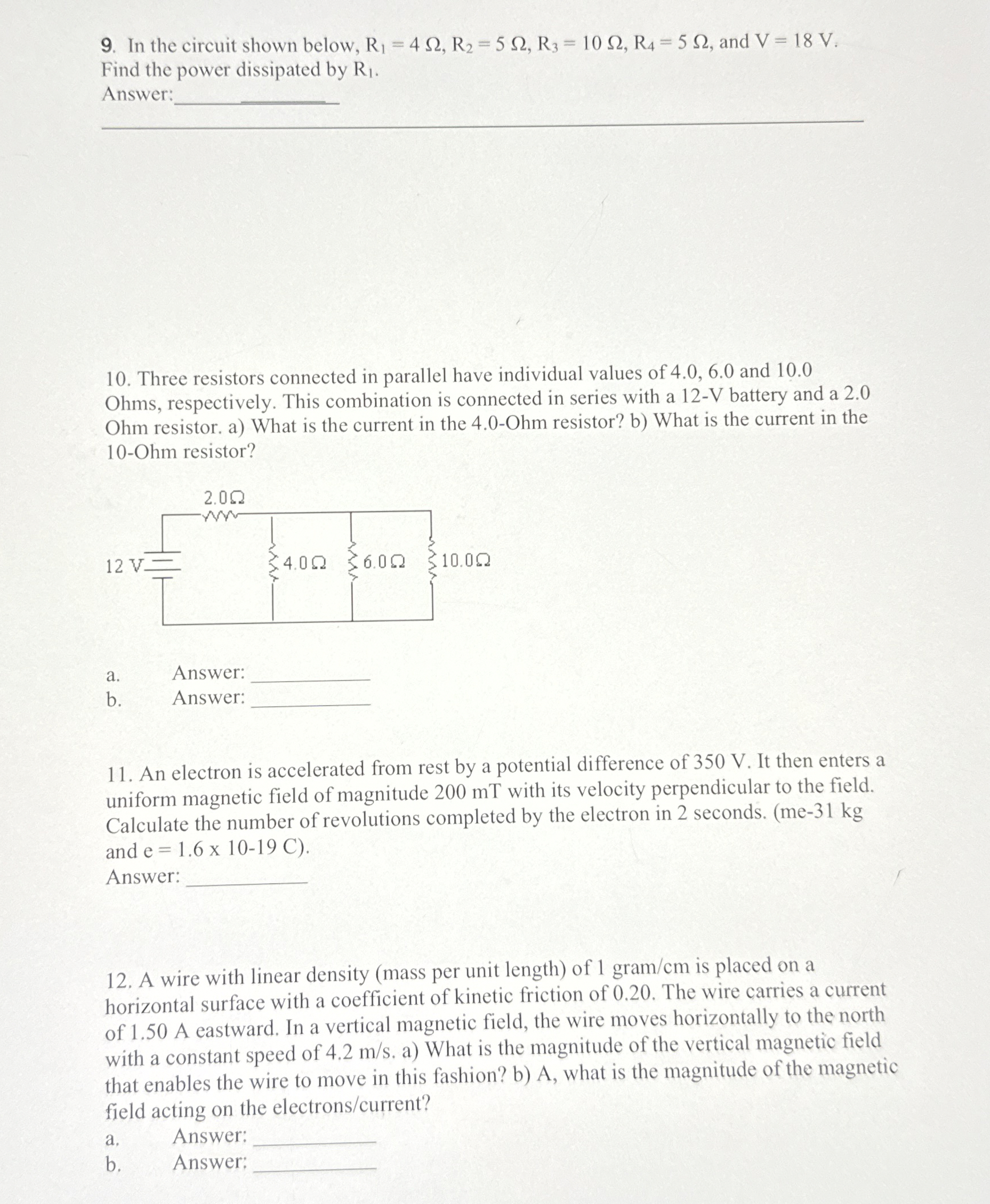 In the circuit shown below, R 1 = 4 , R 2 = 5 , R