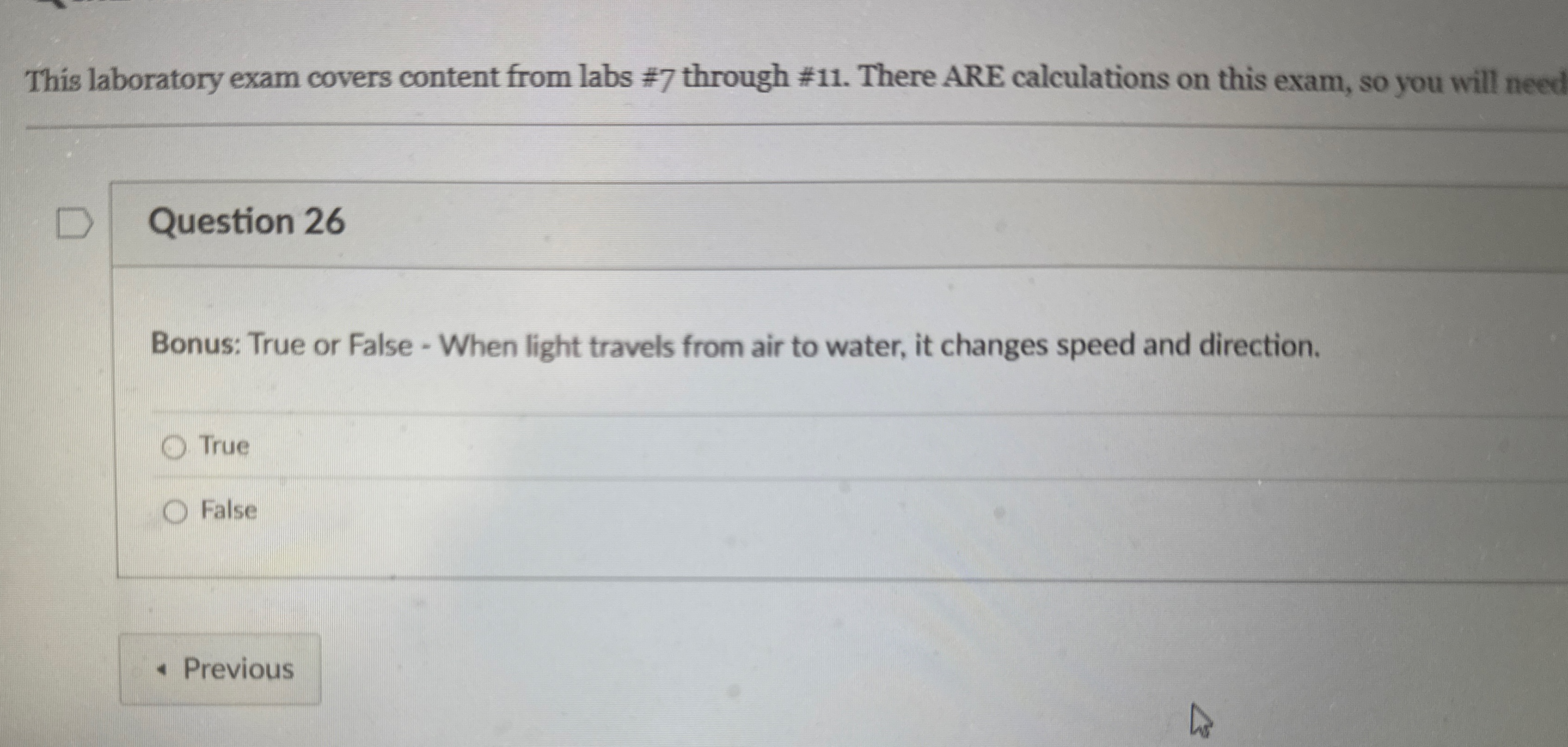 This laboratory exam covers content from labs # 7