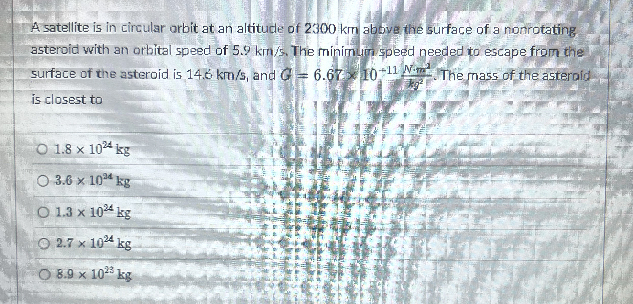 A satellite is in circular orbit at an altitude