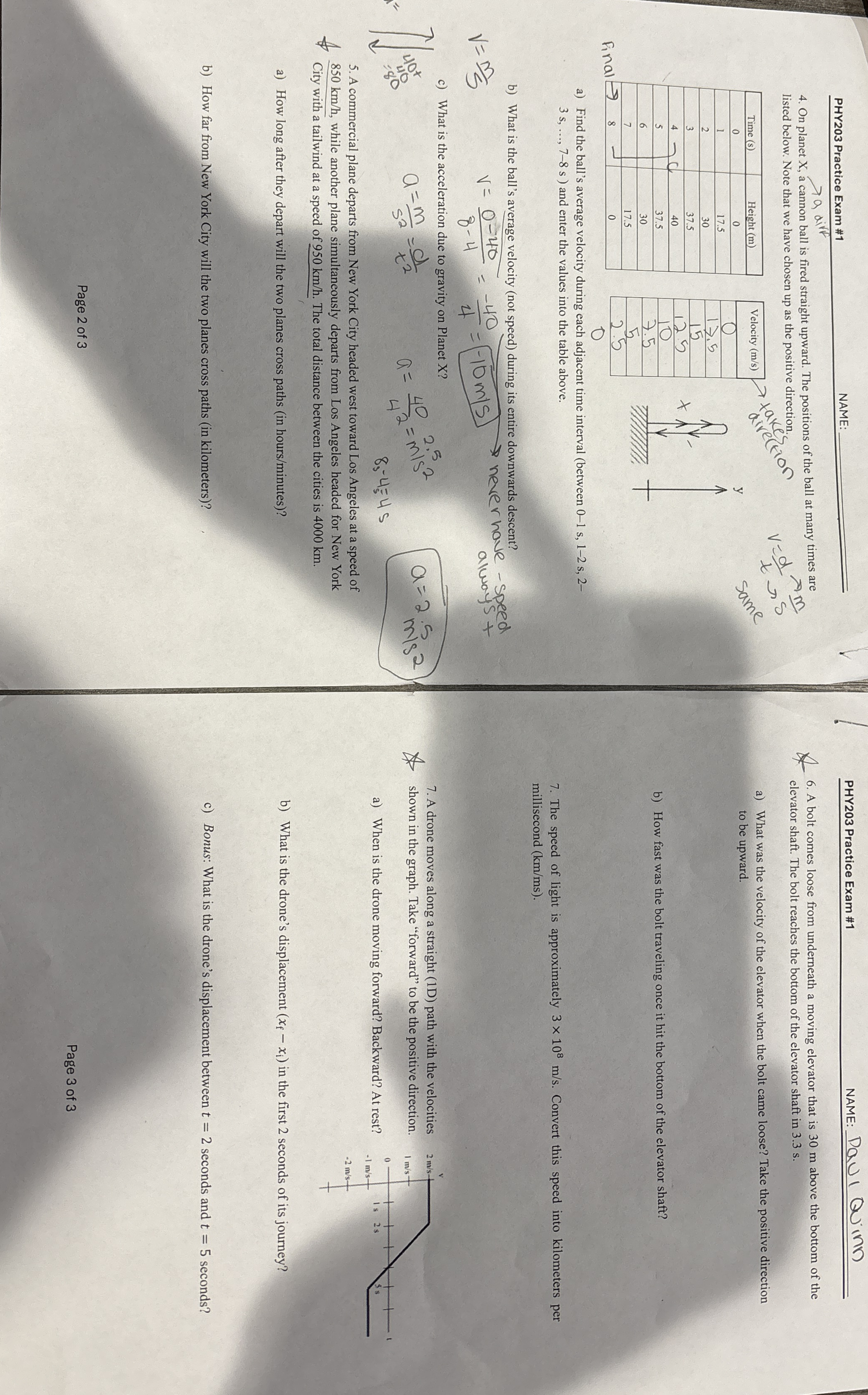 PHY 2 0 3 Practice Exam # 1 NAME: q , a dirt 4 .